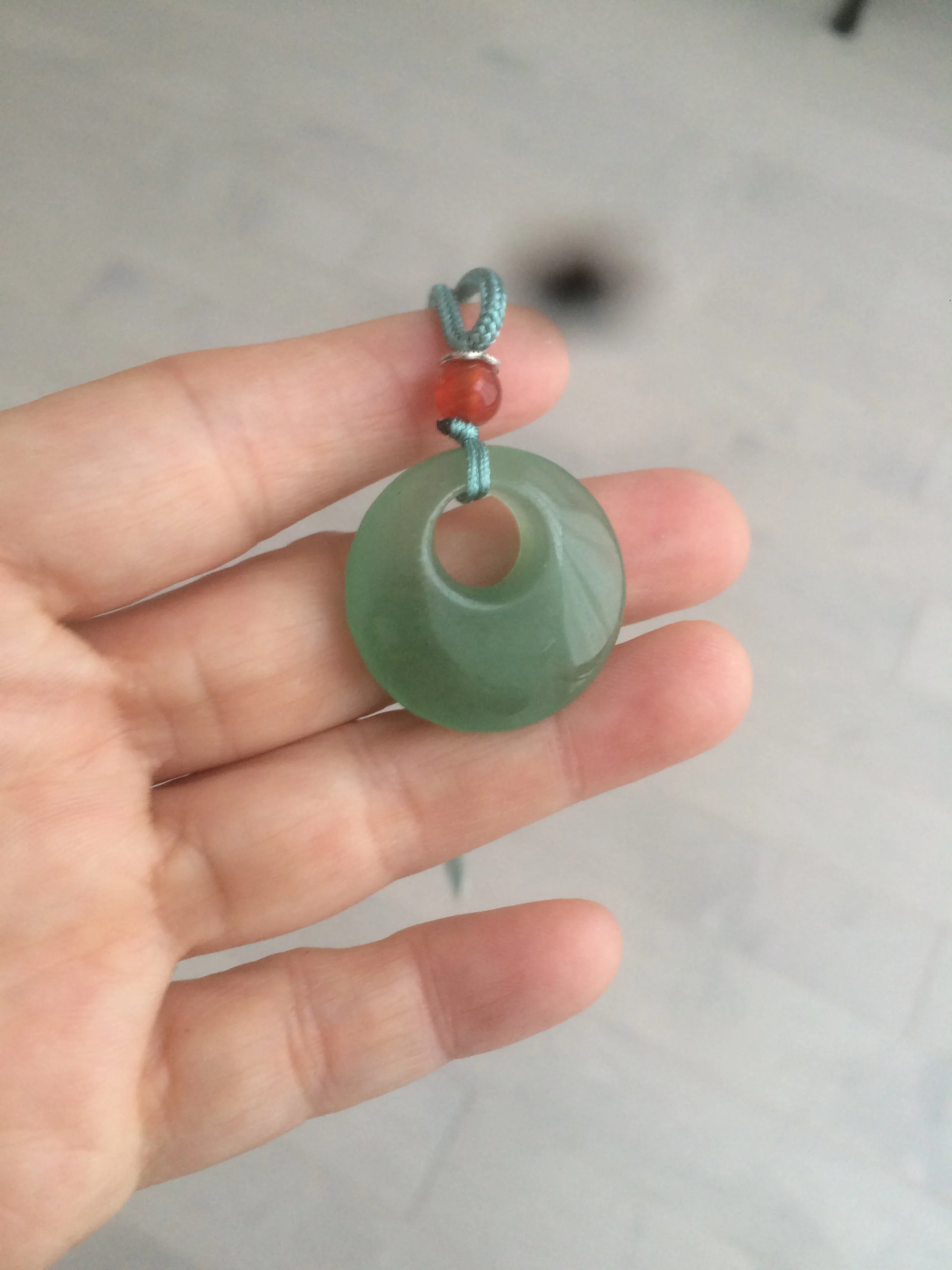 24.6mm Certified 100% natural green aventurine jade (东陵玉) necklace m41 (add-on item.)