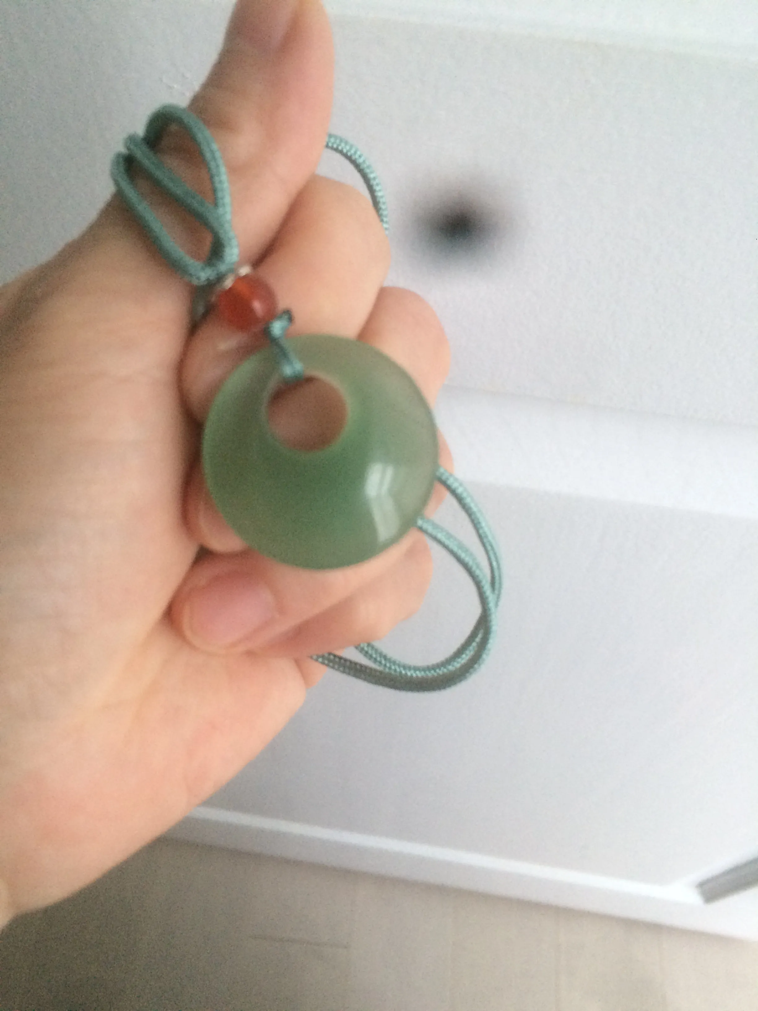 24.6mm Certified 100% natural green aventurine jade (东陵玉) necklace m41 (add-on item.)