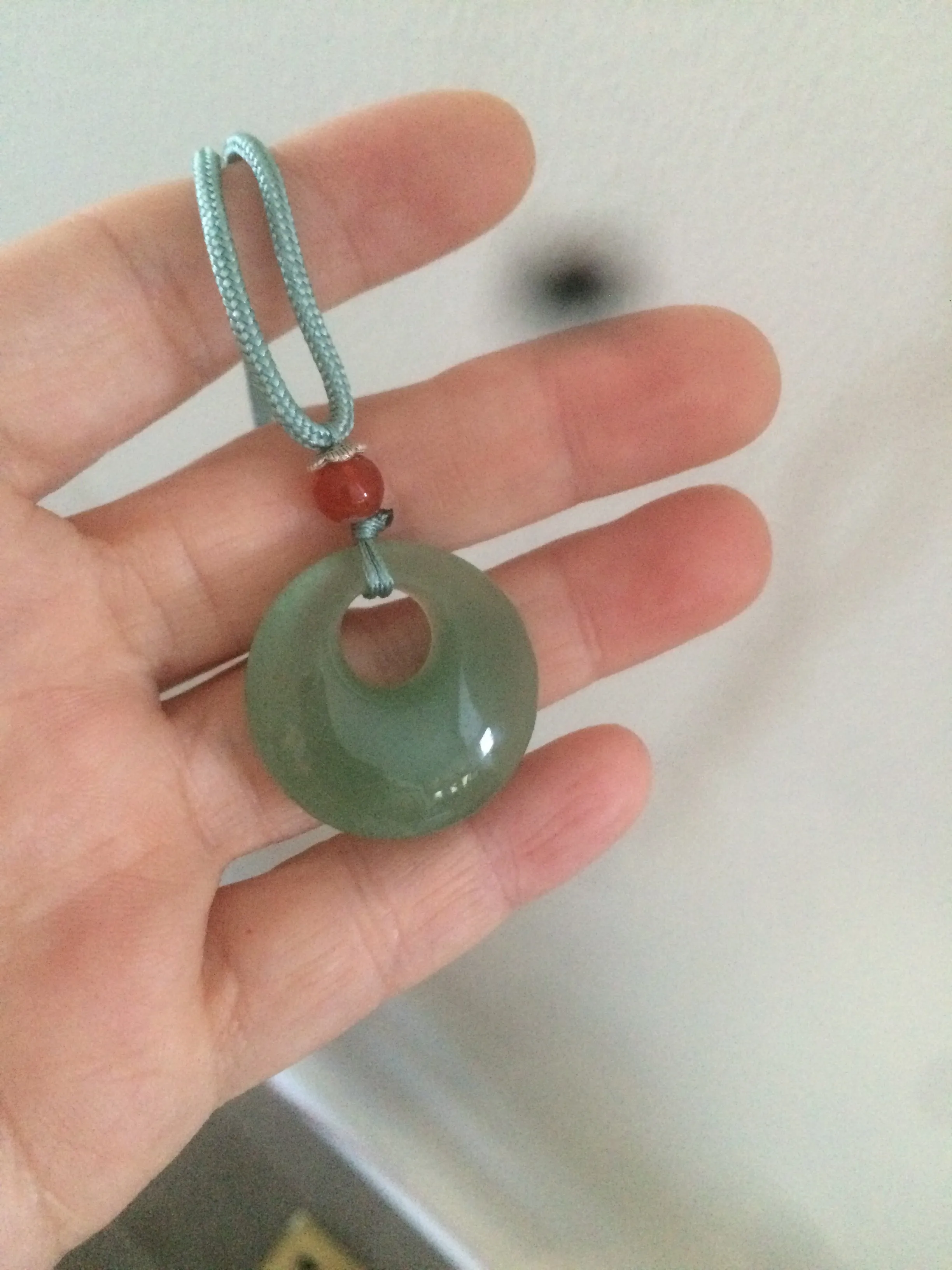 24.6mm Certified 100% natural green aventurine jade (东陵玉) necklace m41 (add-on item.)