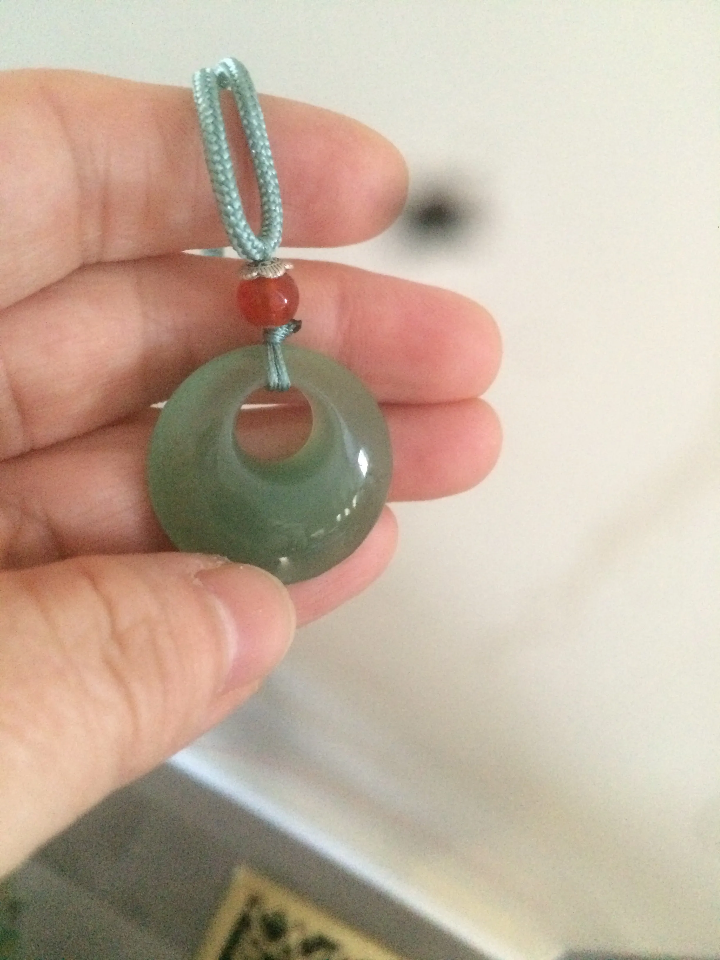 24.6mm Certified 100% natural green aventurine jade (东陵玉) necklace m41 (add-on item.)