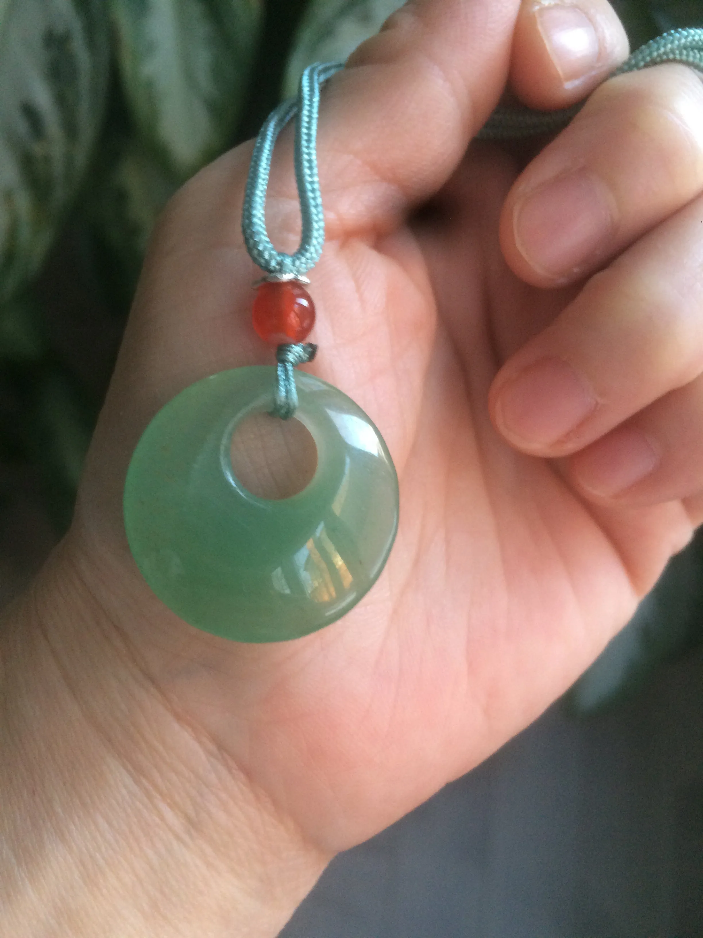24.6mm Certified 100% natural green aventurine jade (东陵玉) necklace m41 (add-on item.)