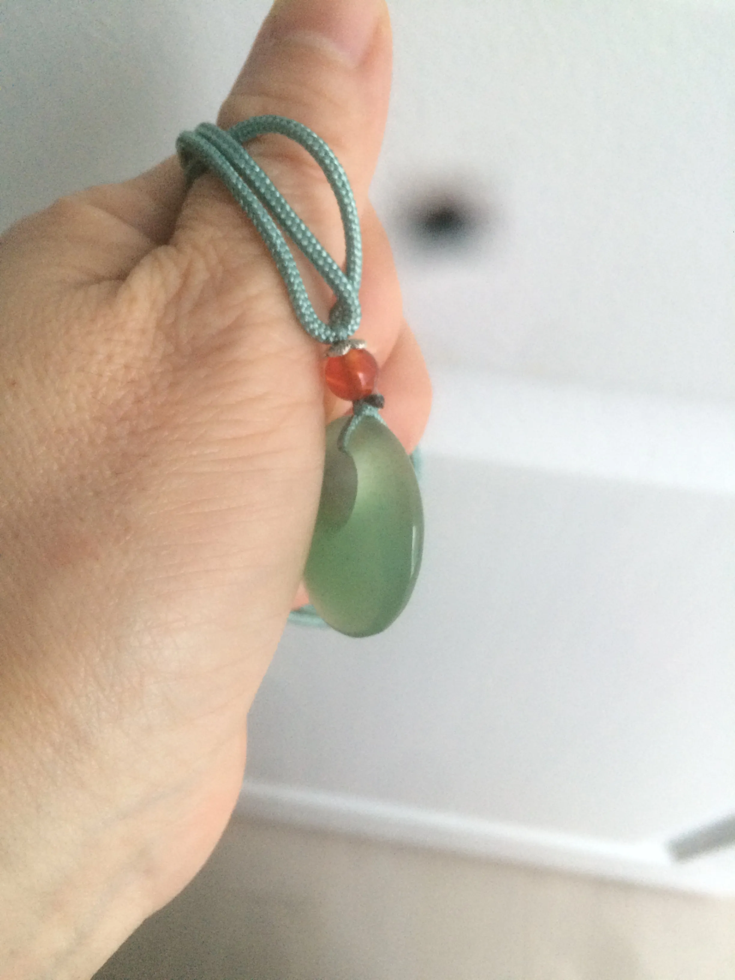 24.6mm Certified 100% natural green aventurine jade (东陵玉) necklace m41 (add-on item.)