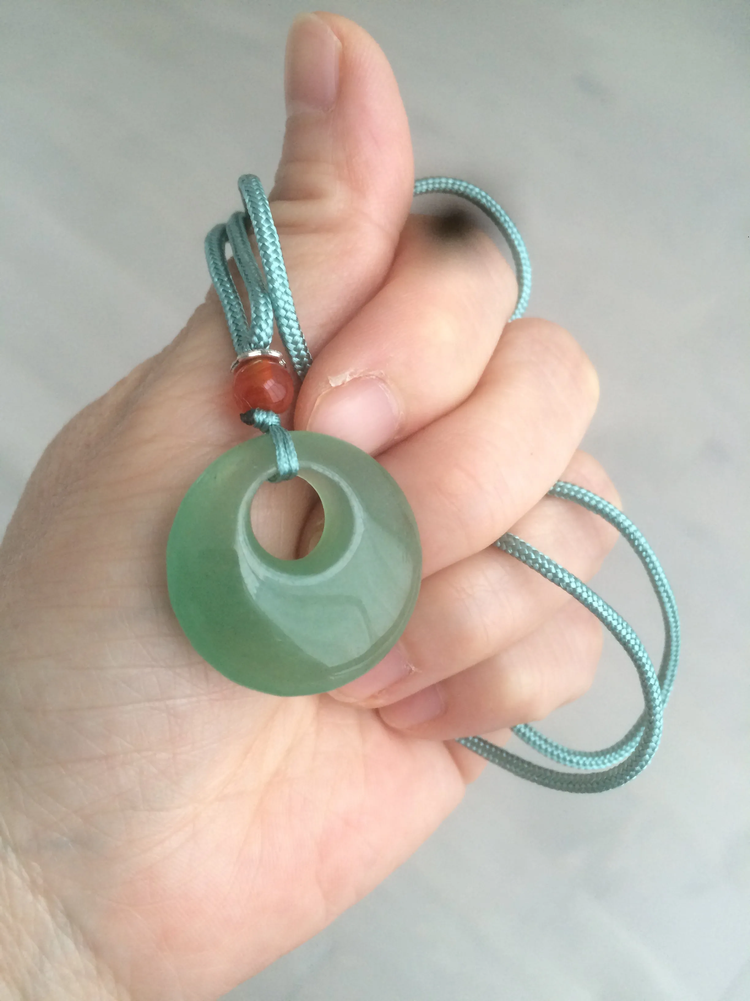 24.6mm Certified 100% natural green aventurine jade (东陵玉) necklace m41 (add-on item.)
