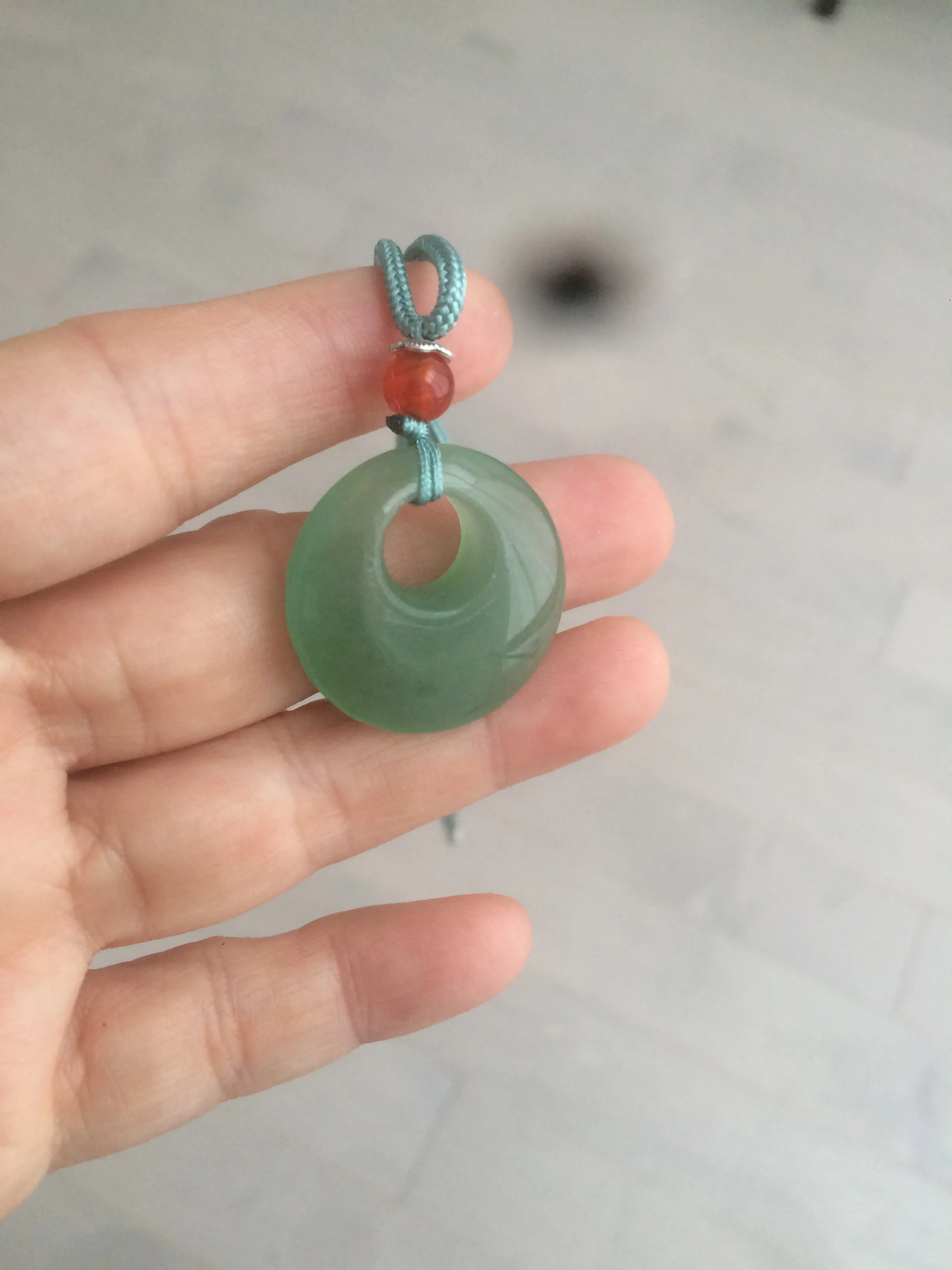 24.6mm Certified 100% natural green aventurine jade (东陵玉) necklace m41 (add-on item.)