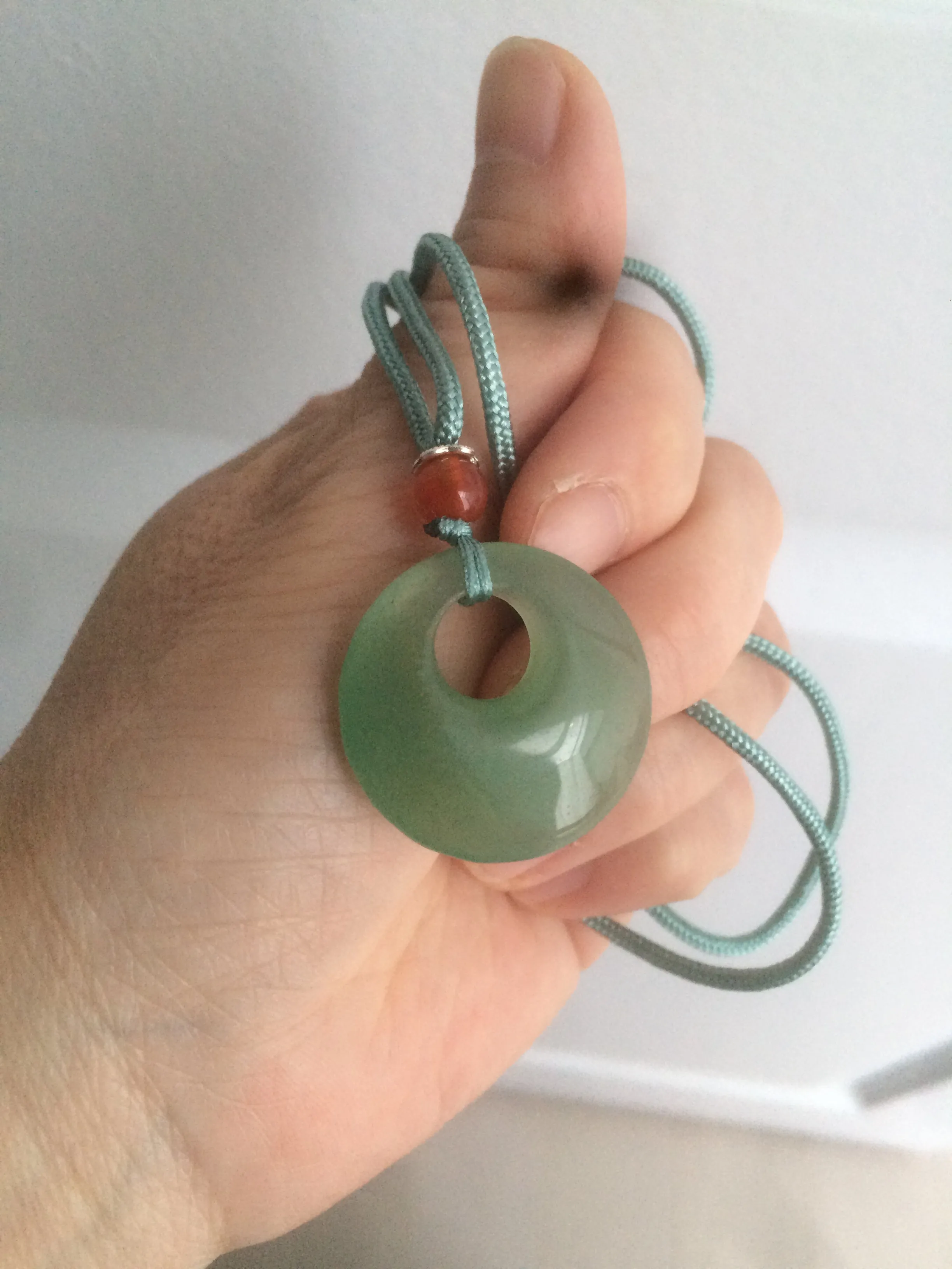 24.6mm Certified 100% natural green aventurine jade (东陵玉) necklace m41 (add-on item.)