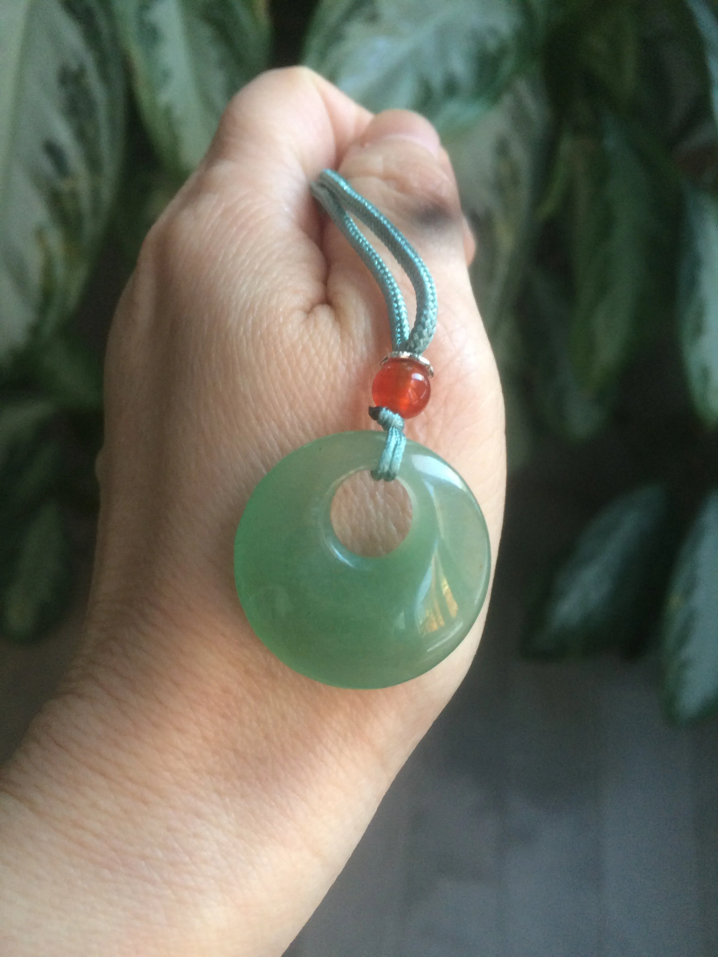 24.6mm Certified 100% natural green aventurine jade (东陵玉) necklace m41 (add-on item.)