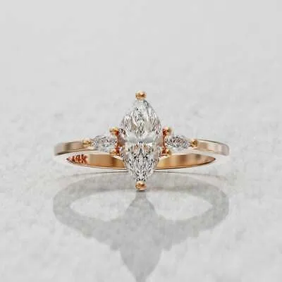 2.5 ct teardrop pear cut marquise Moissanite engagement ring Solid 14K Rose gold
