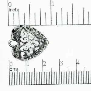 25mm x 21mm Ornate Lace Heart Charm - Made of Pewter - Sold Individually - CBS872