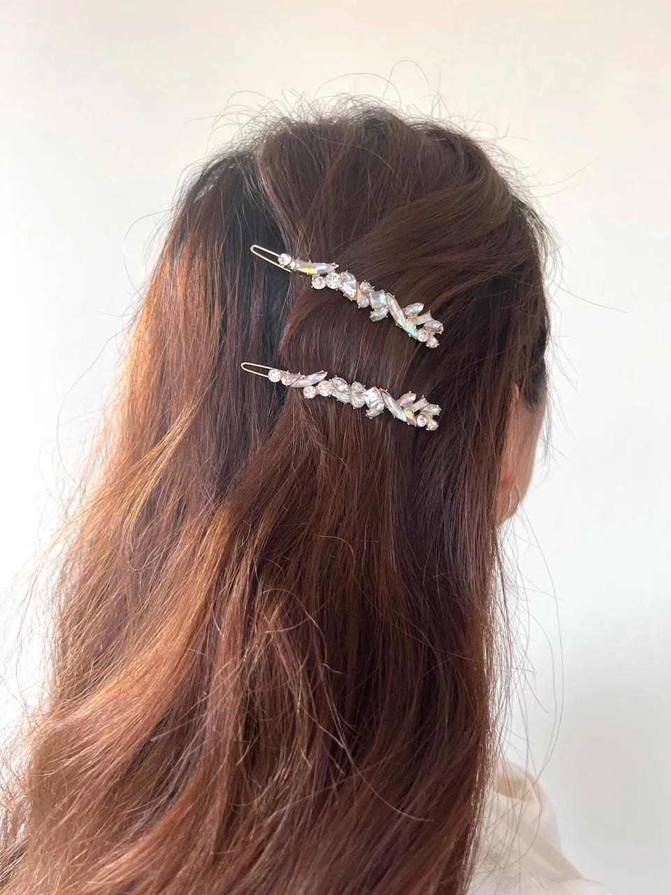 2pc Diamond Gems Barrette Hair Clip Set | Holiday