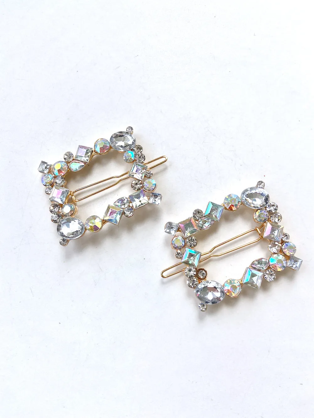 2pc Diamond Gems Barrette Hair Clip Set | Holiday