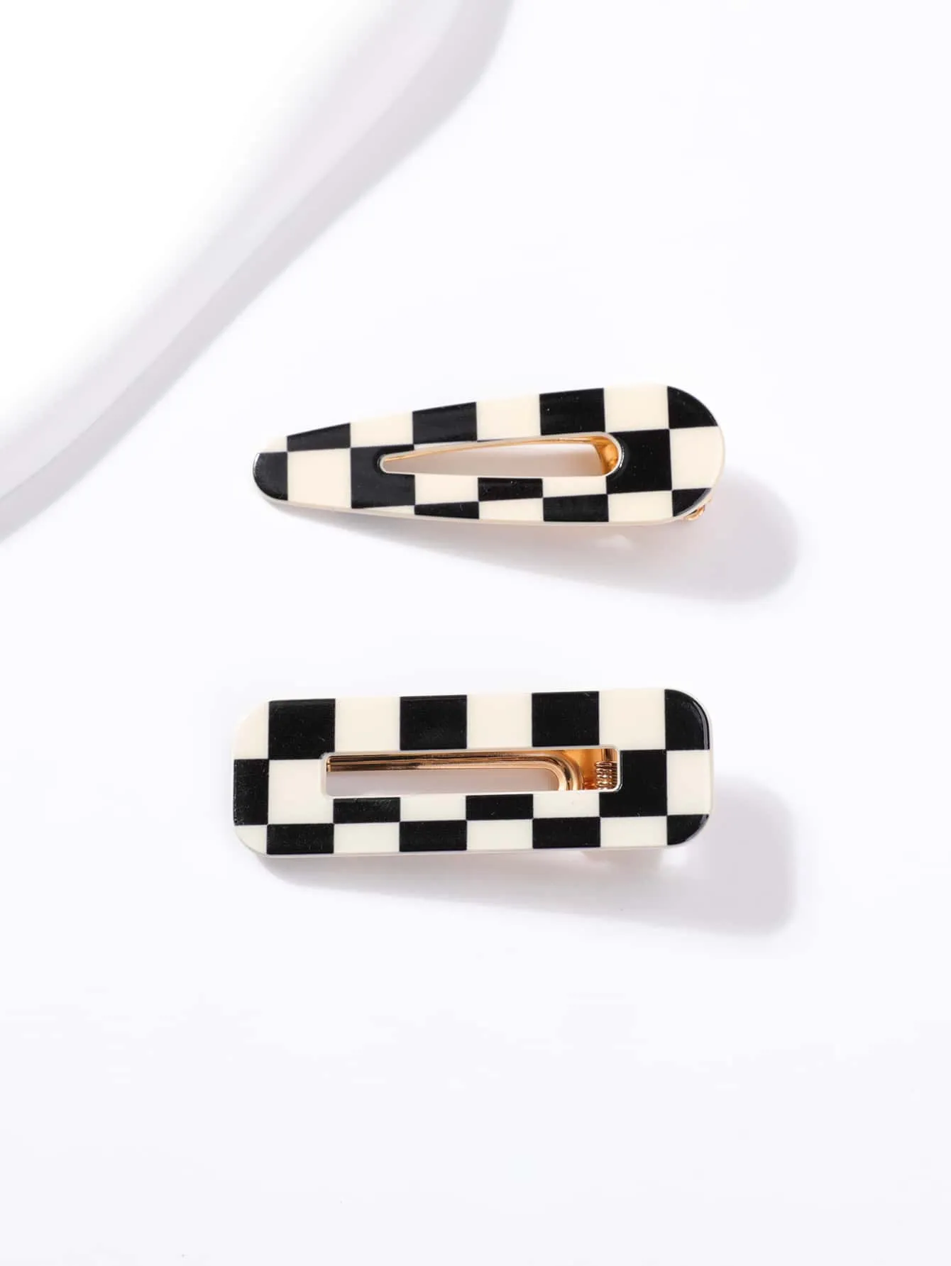 2pcs Checkered Print Hair Clip for Women Barrette Styling Hair Accessories