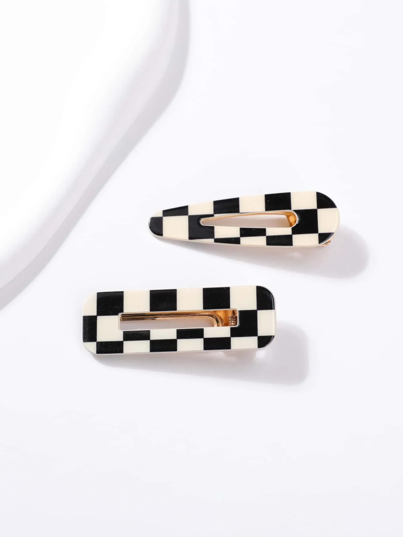 2pcs Checkered Print Hair Clip for Women Barrette Styling Hair Accessories