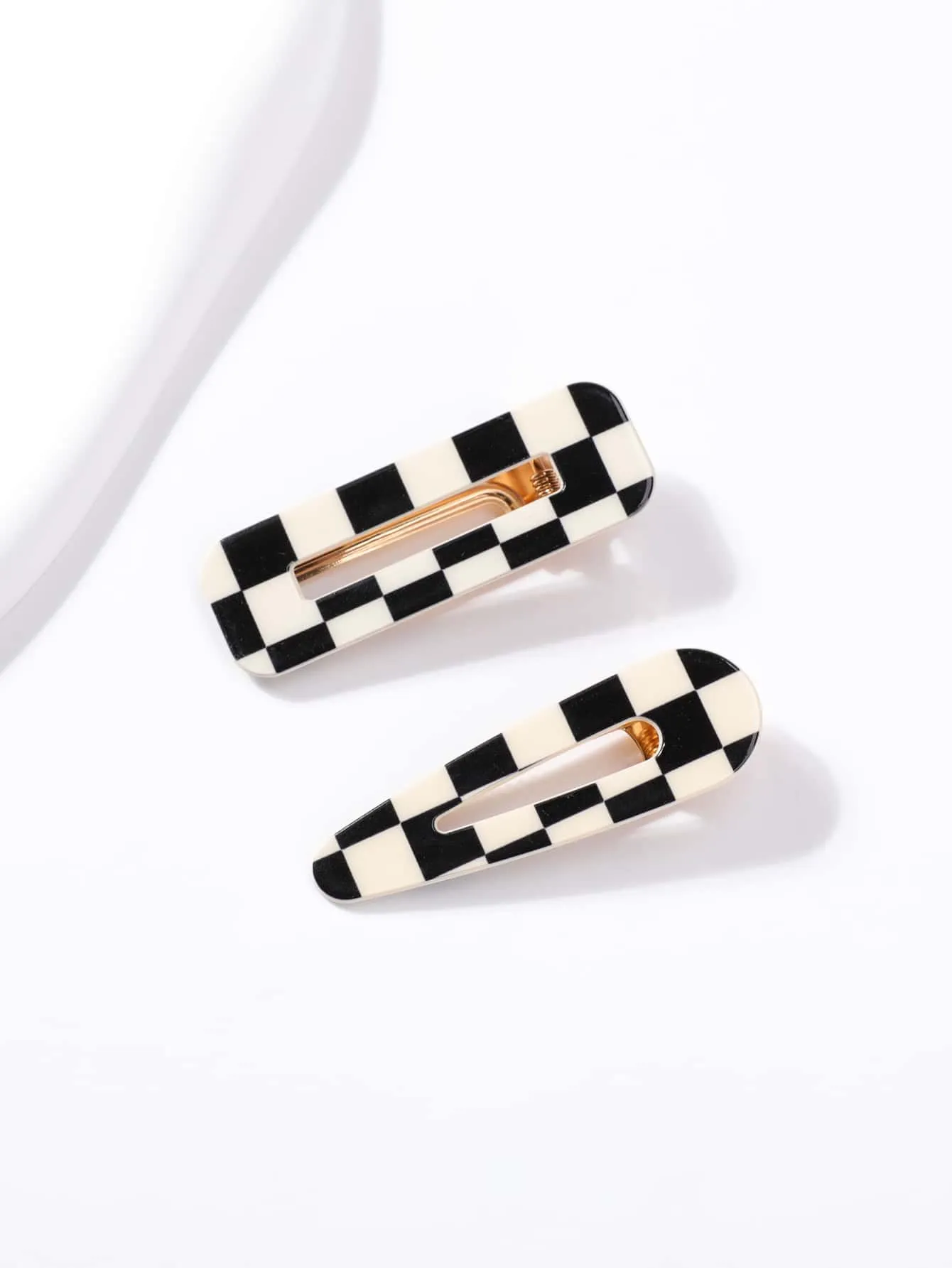 2pcs Checkered Print Hair Clip for Women Barrette Styling Hair Accessories