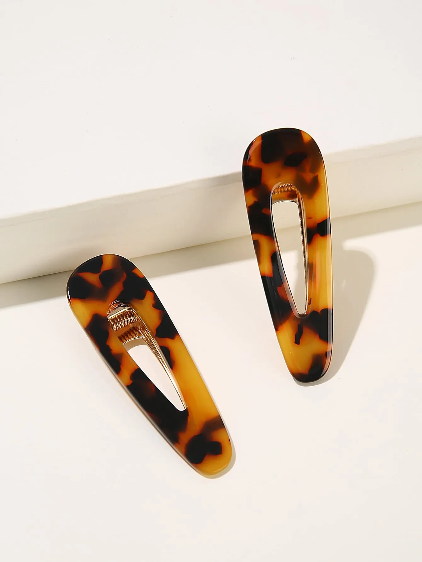 2pcs Tortoiseshell Pattern Hair Clip for Women Barrette Styling Hair Accessories