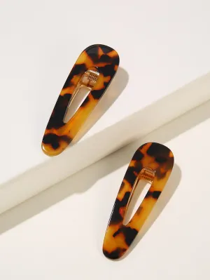 2pcs Tortoiseshell Pattern Hair Clip for Women Barrette Styling Hair Accessories