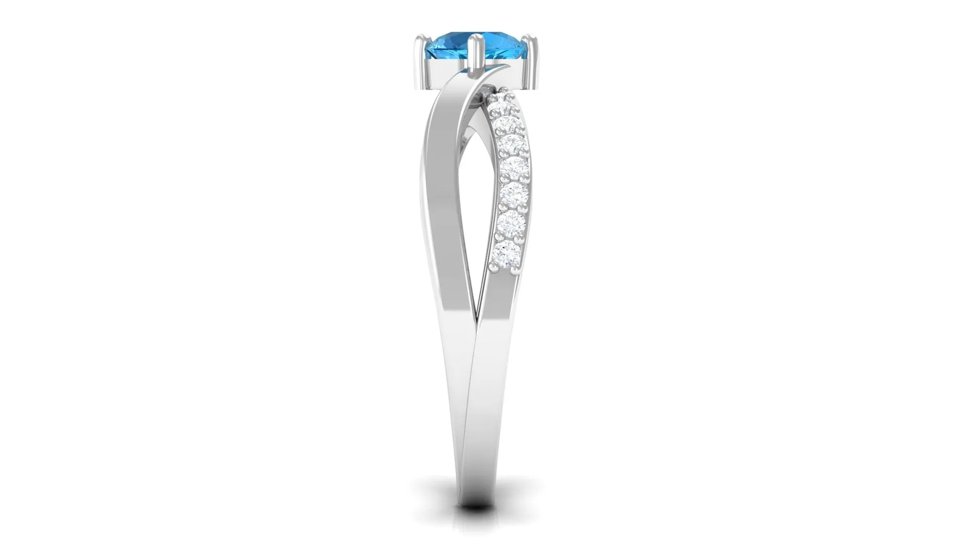 3/4 CT Swiss Blue Topaz Solitaire and Diamond Infinity Ring