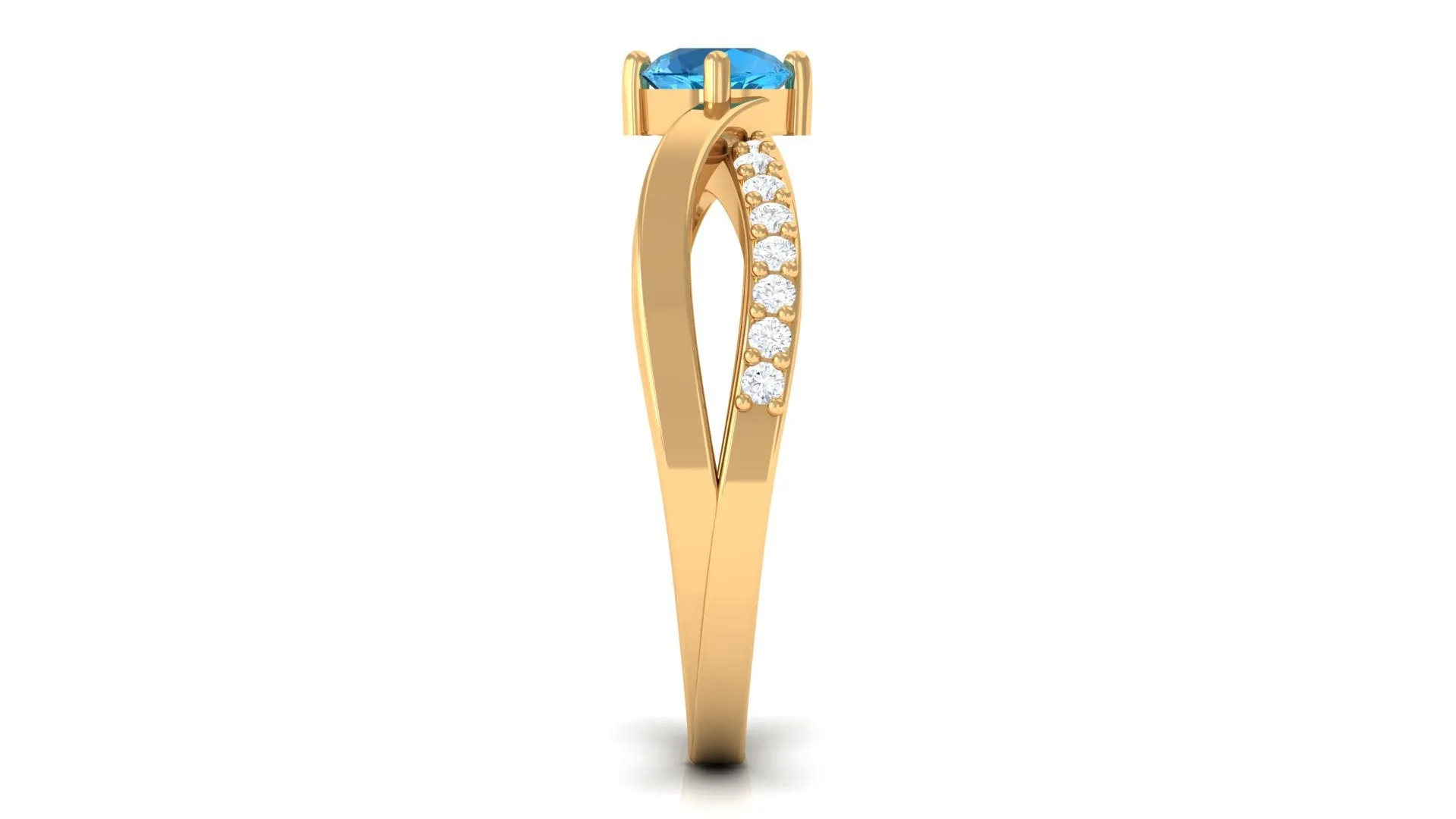 3/4 CT Swiss Blue Topaz Solitaire and Diamond Infinity Ring