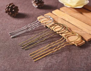 3x10.5cm Metal U-Shape Wavy Hair Fork Pin Hairpin Slide Bun Holder Stick Barette Cheveux Chignon Pick Arch Decoration Long Hair Accessories