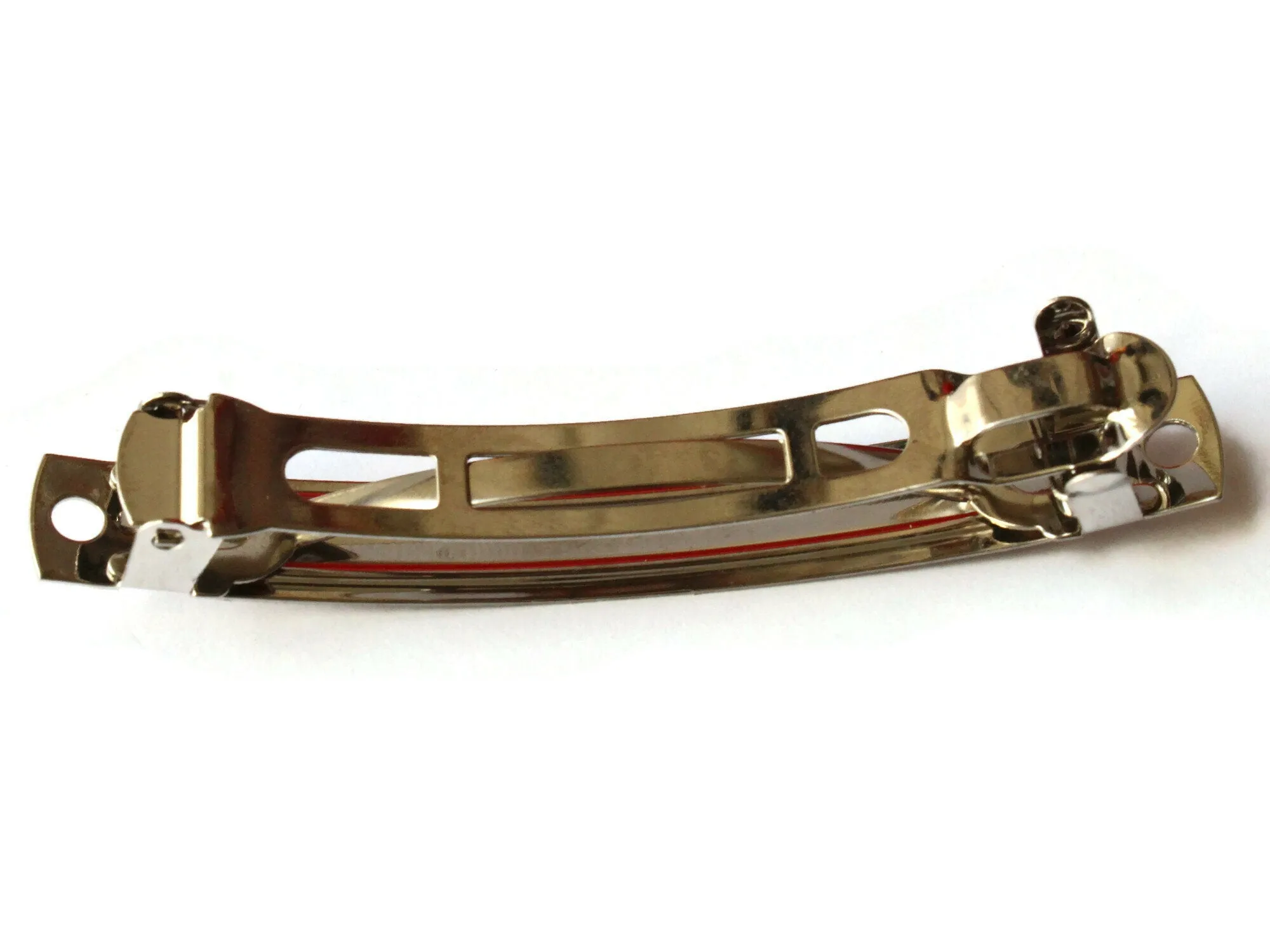 4 80mm Vintage French Barrettes - Nickel Plated Steel Hair Clips