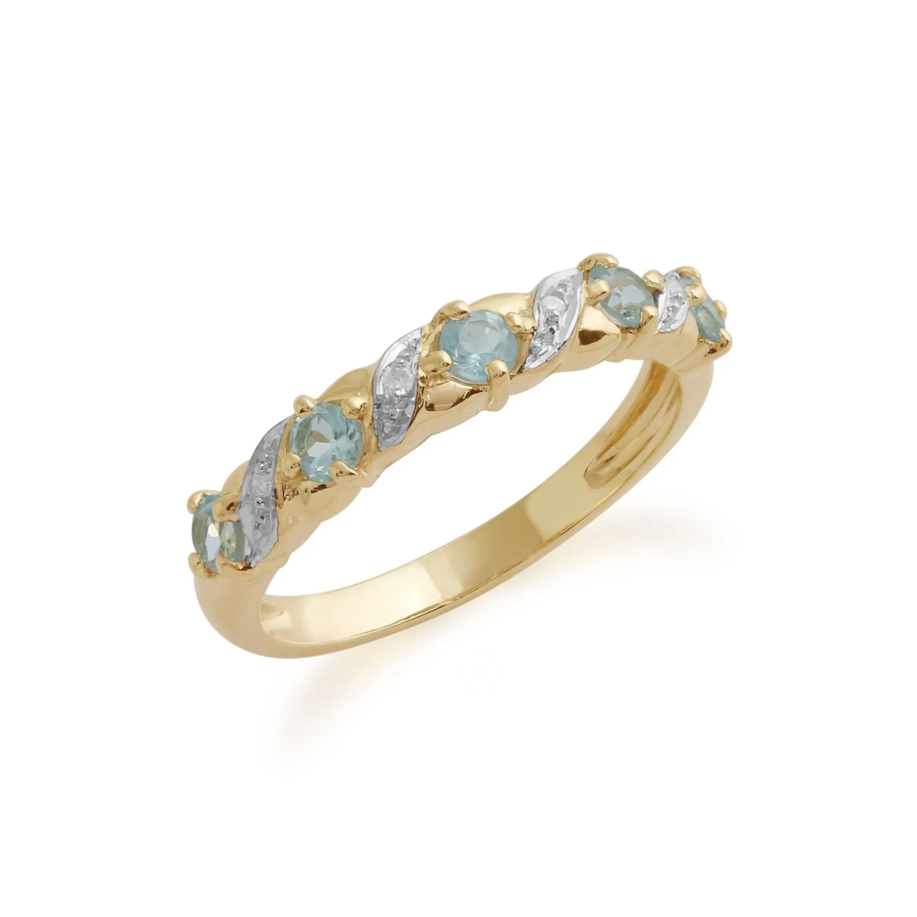 9 karat Gelbes Gold Topas & Diamant Ringe