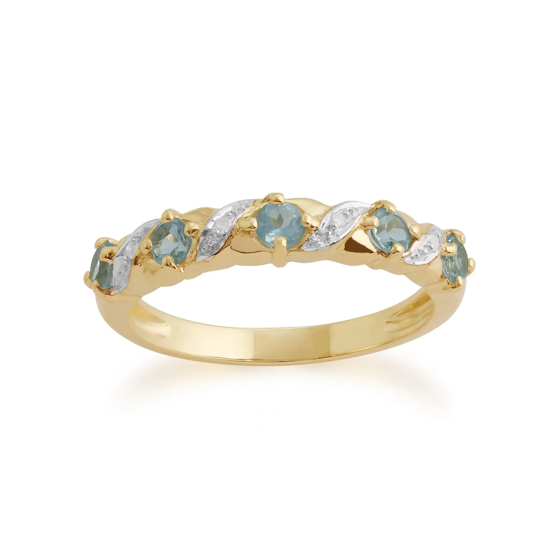 9 karat Gelbes Gold Topas & Diamant Ringe