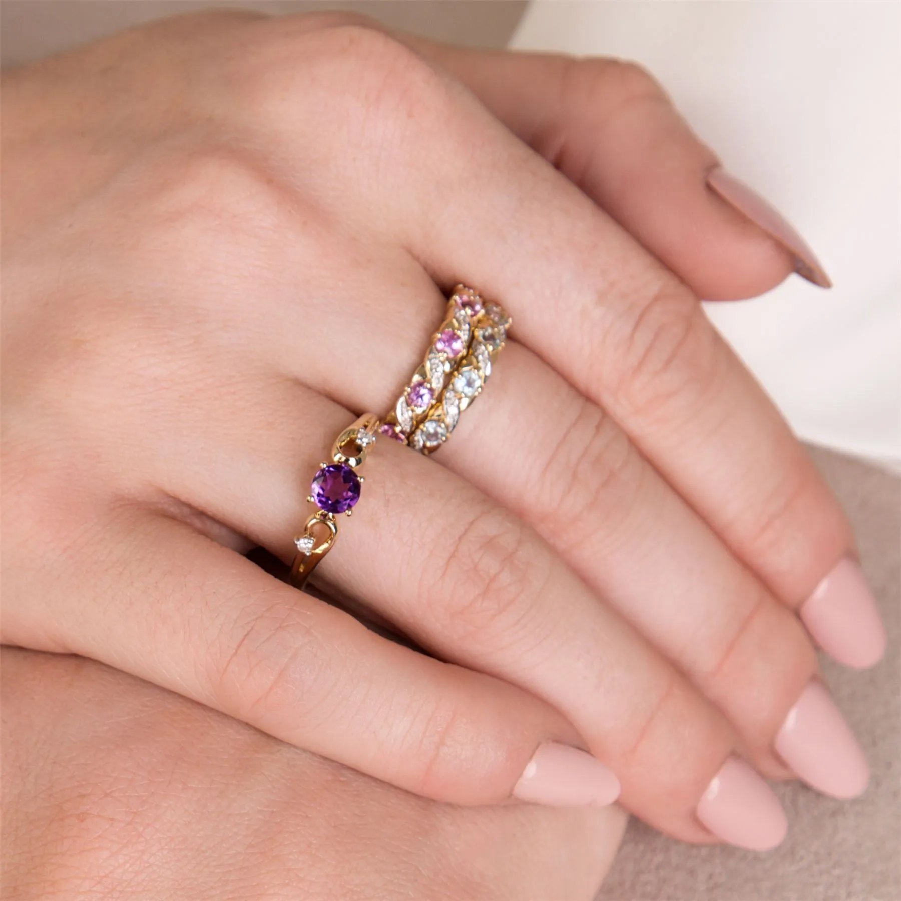 9 karat Gelbes Gold Topas & Diamant Ringe