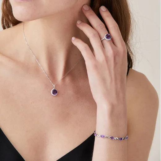 9ct White Gold Amethyst Bracelet