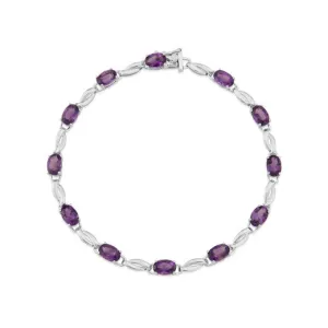 9ct White Gold Amethyst Bracelet