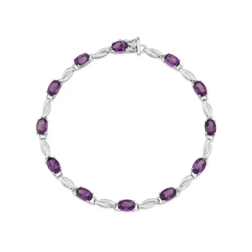 9ct White Gold Amethyst Bracelet