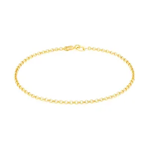 9ct Yellow Gold Silver Filled 27cm Round Belcher 50 Gauge Anklet