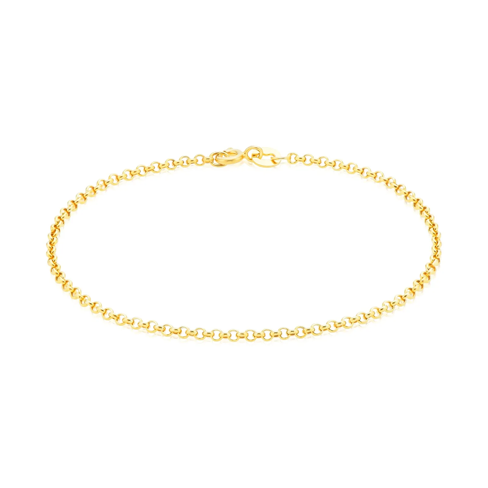 9ct Yellow Gold Silver Filled 27cm Round Belcher 50 Gauge Anklet