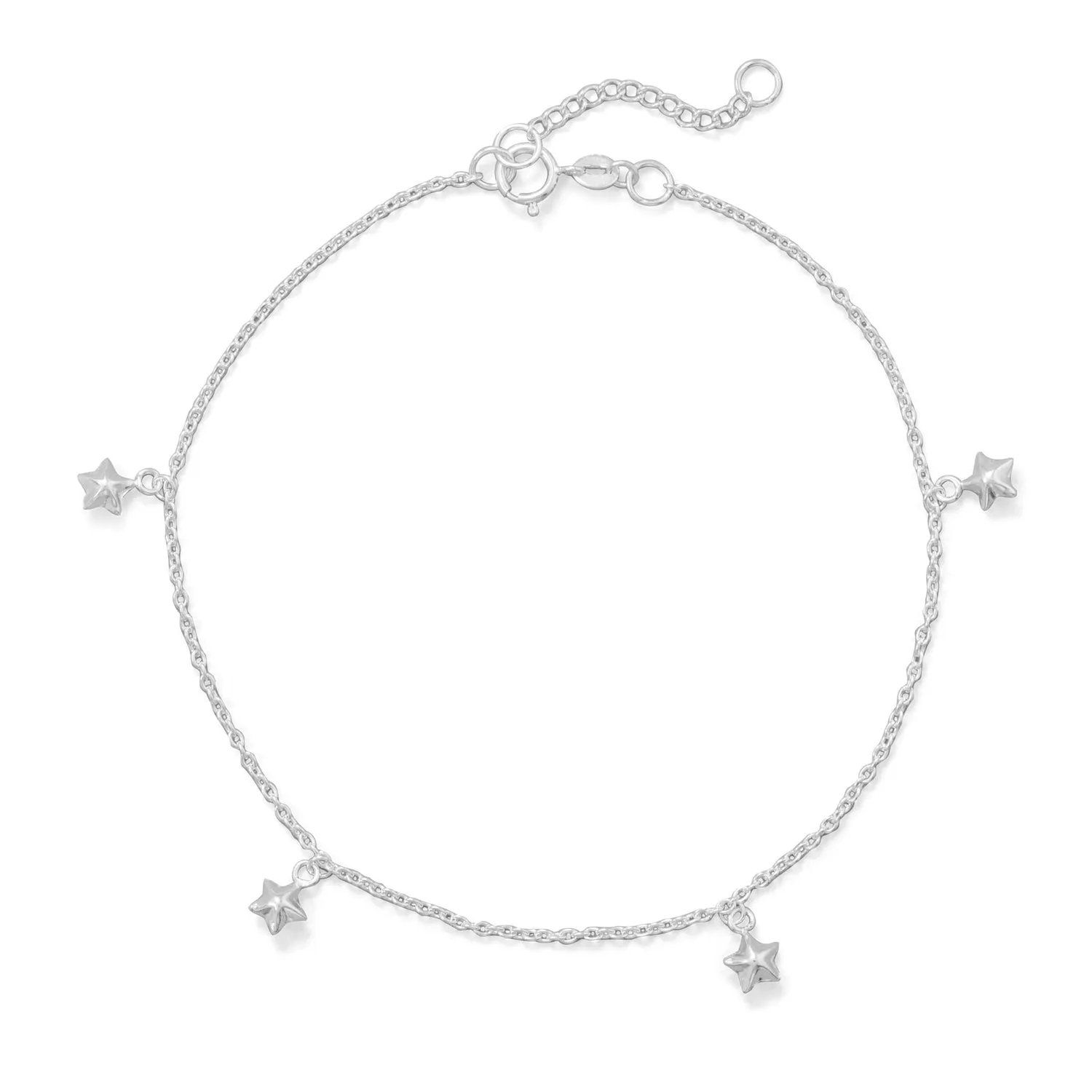 9"   1" Polished Star Charm Anklet