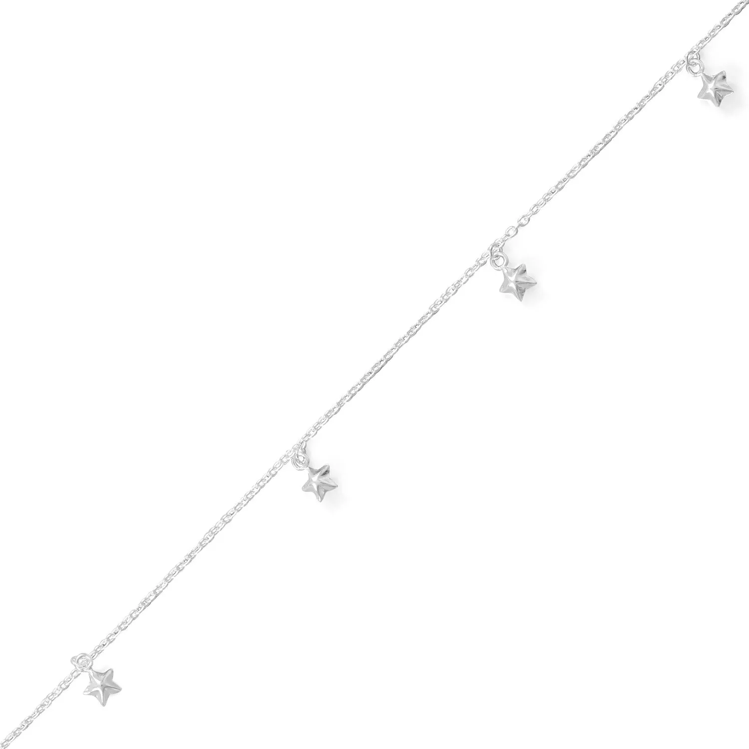 9"   1" Polished Star Charm Anklet