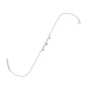 9"   1" Rhodium Plated Starfish Anklet