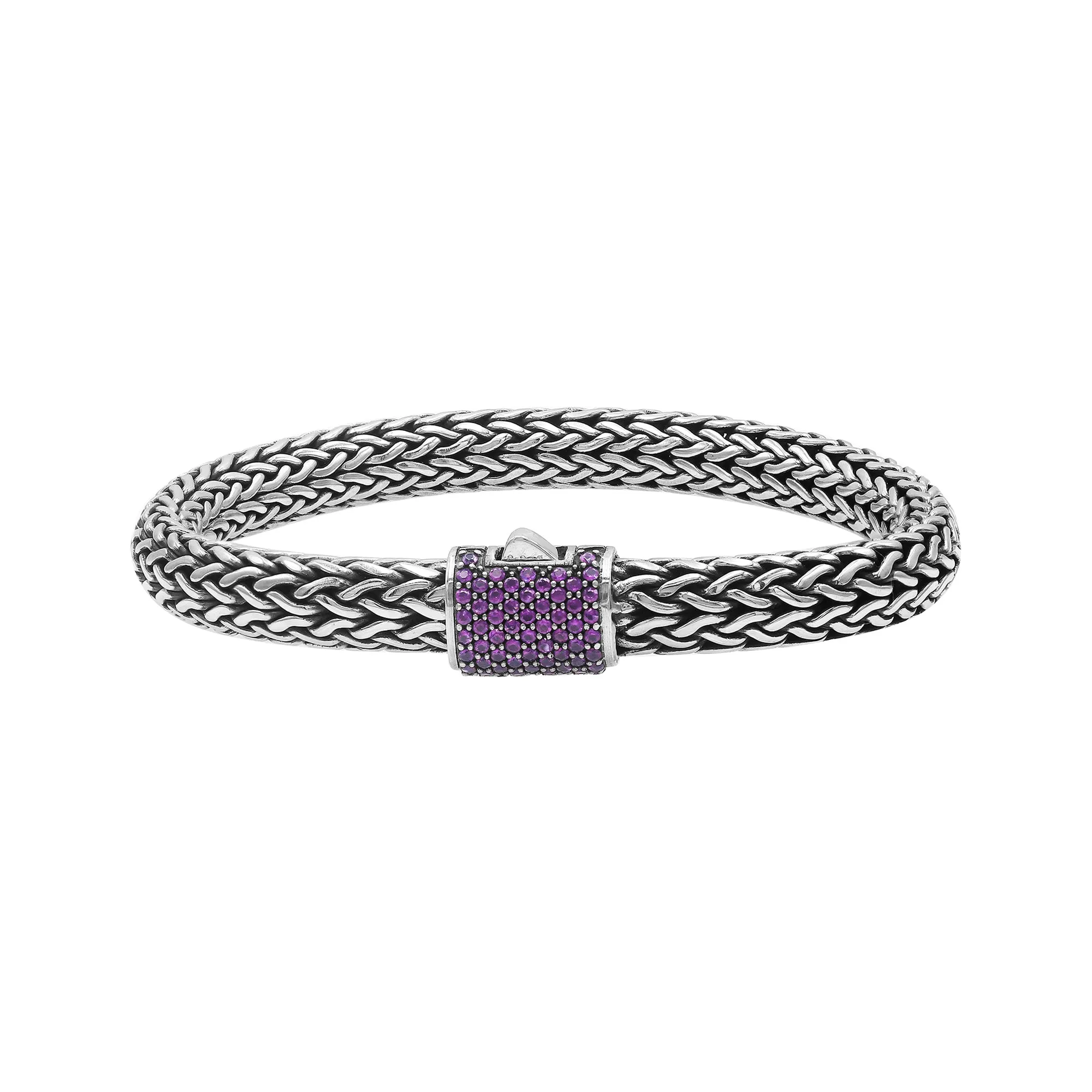 AB-1121-AM Sterling Silver Bracelet With Amethyst Q.