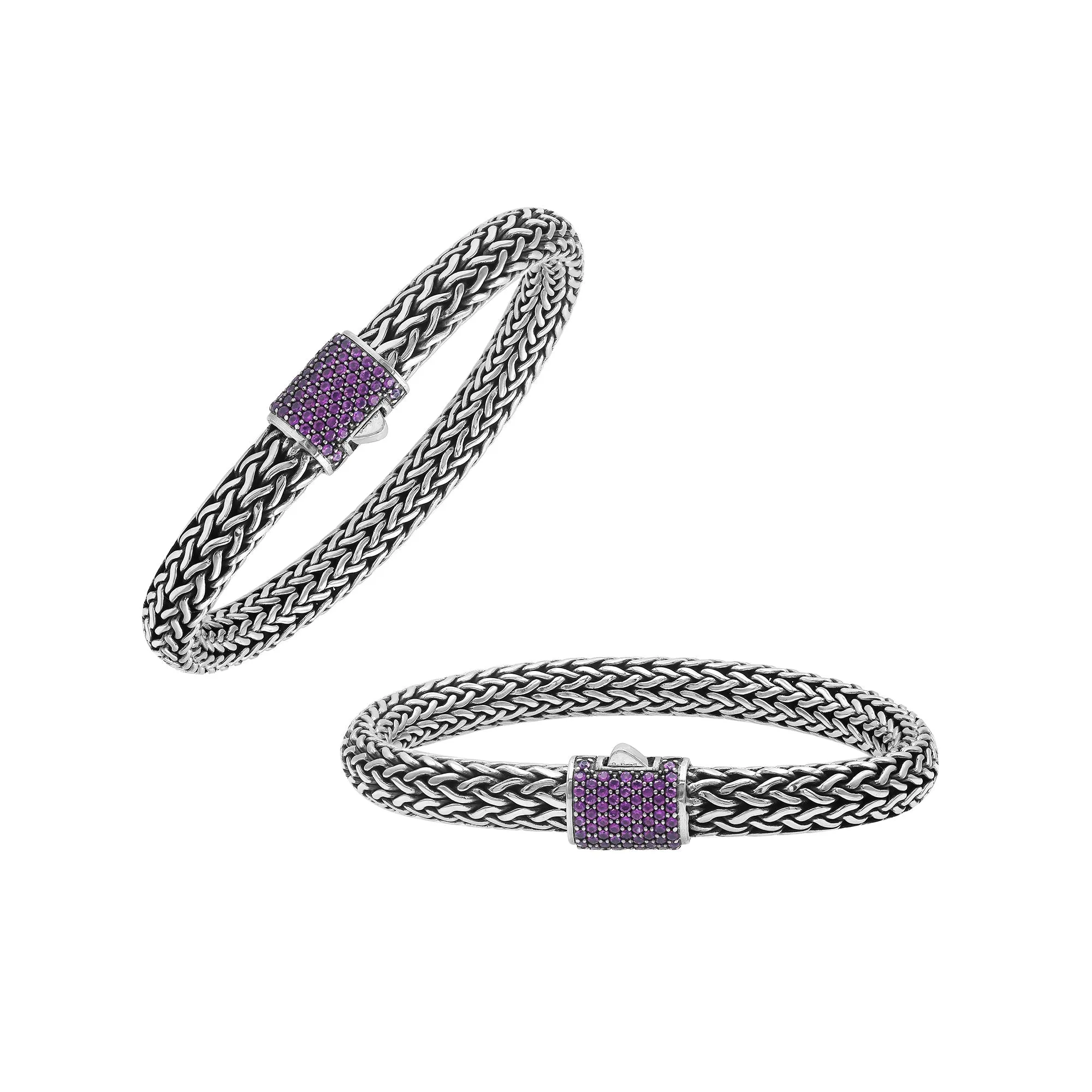 AB-1121-AM Sterling Silver Bracelet With Amethyst Q.