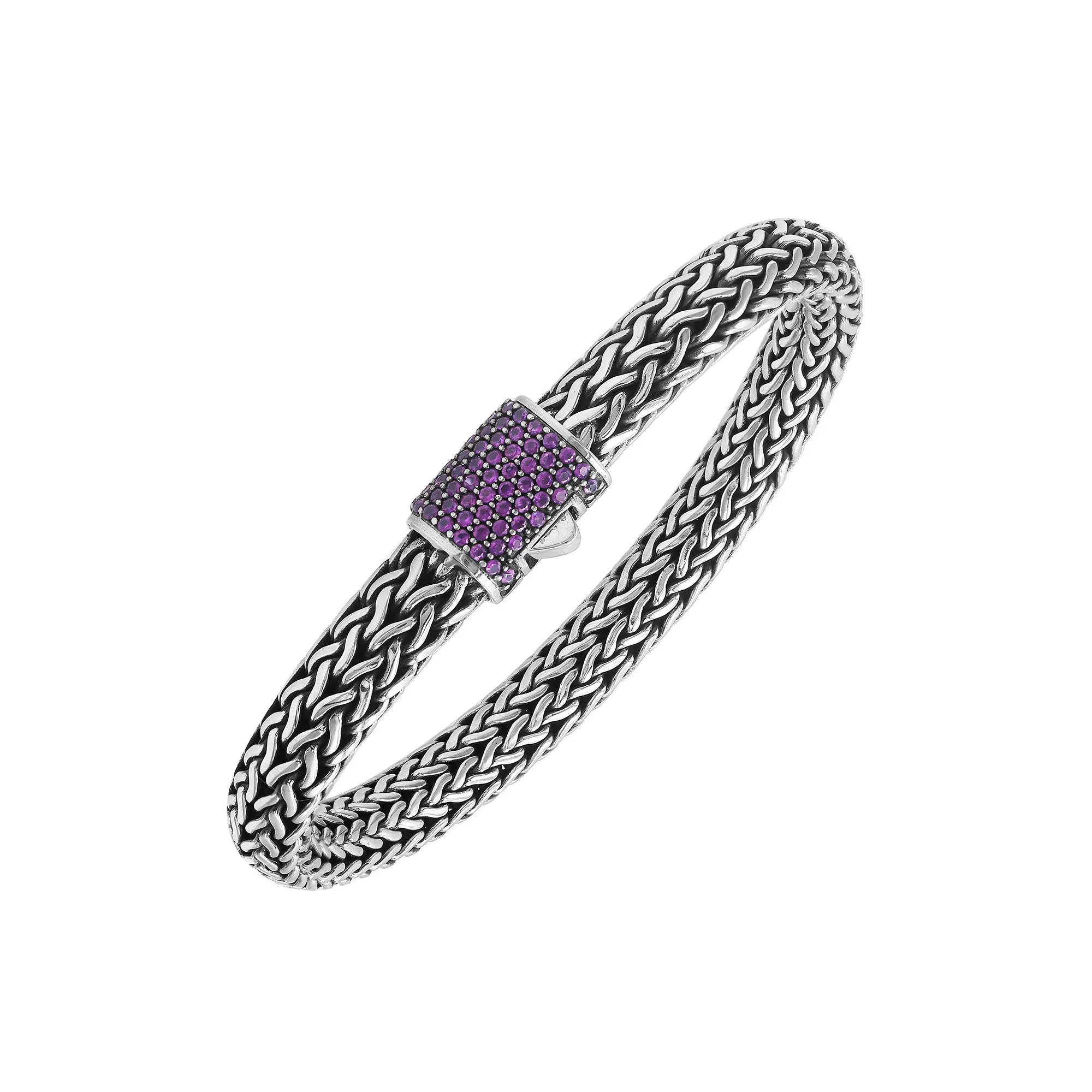 AB-1121-AM Sterling Silver Bracelet With Amethyst Q.