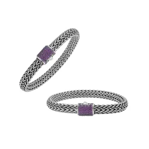 AB-1121-AM Sterling Silver Bracelet With Amethyst Q.
