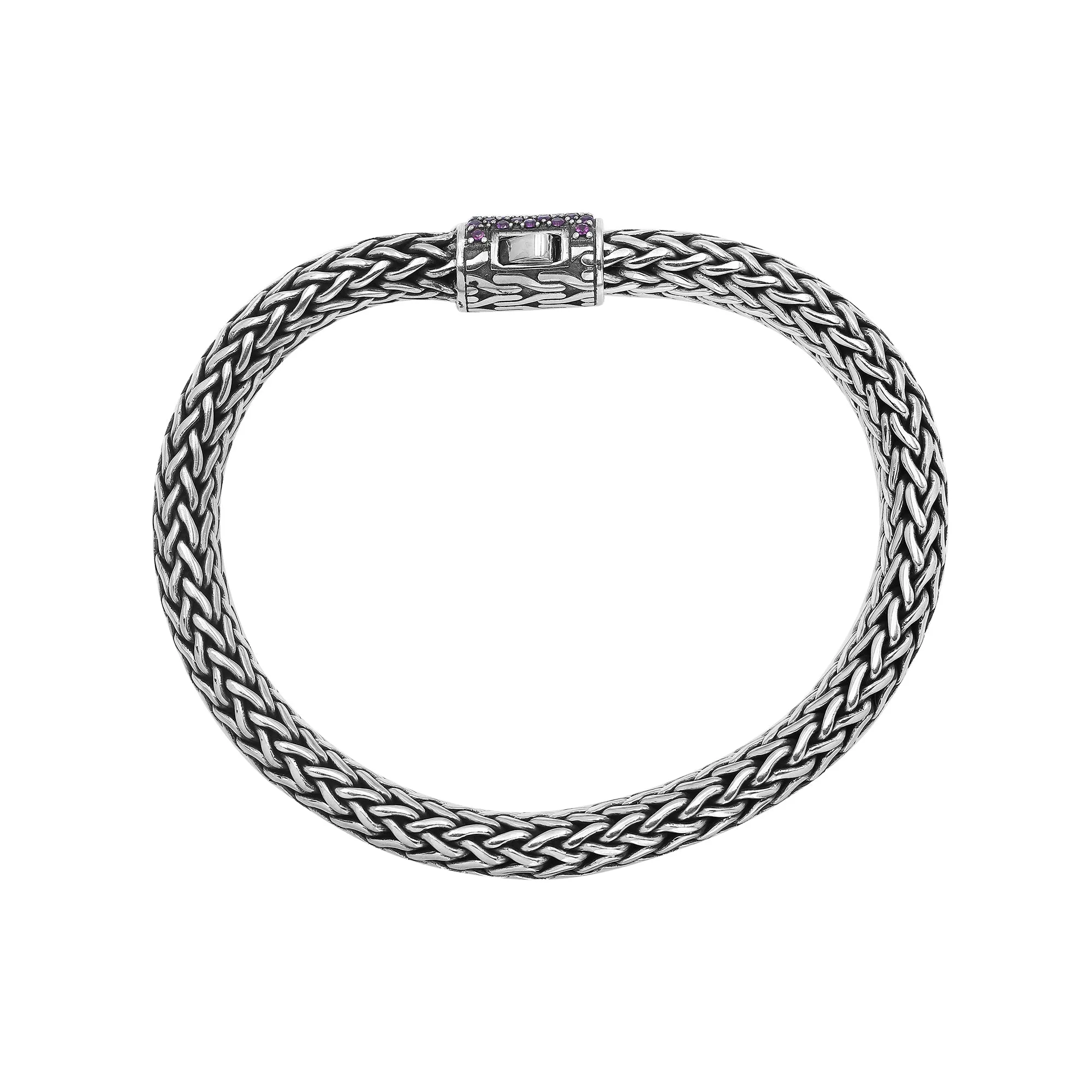 AB-1121-AM Sterling Silver Bracelet With Amethyst Q.
