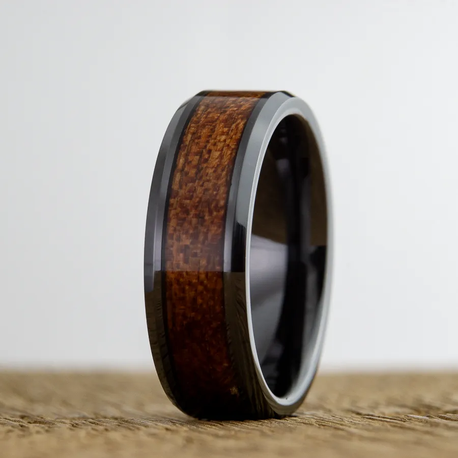 Acacia wood on Black ring