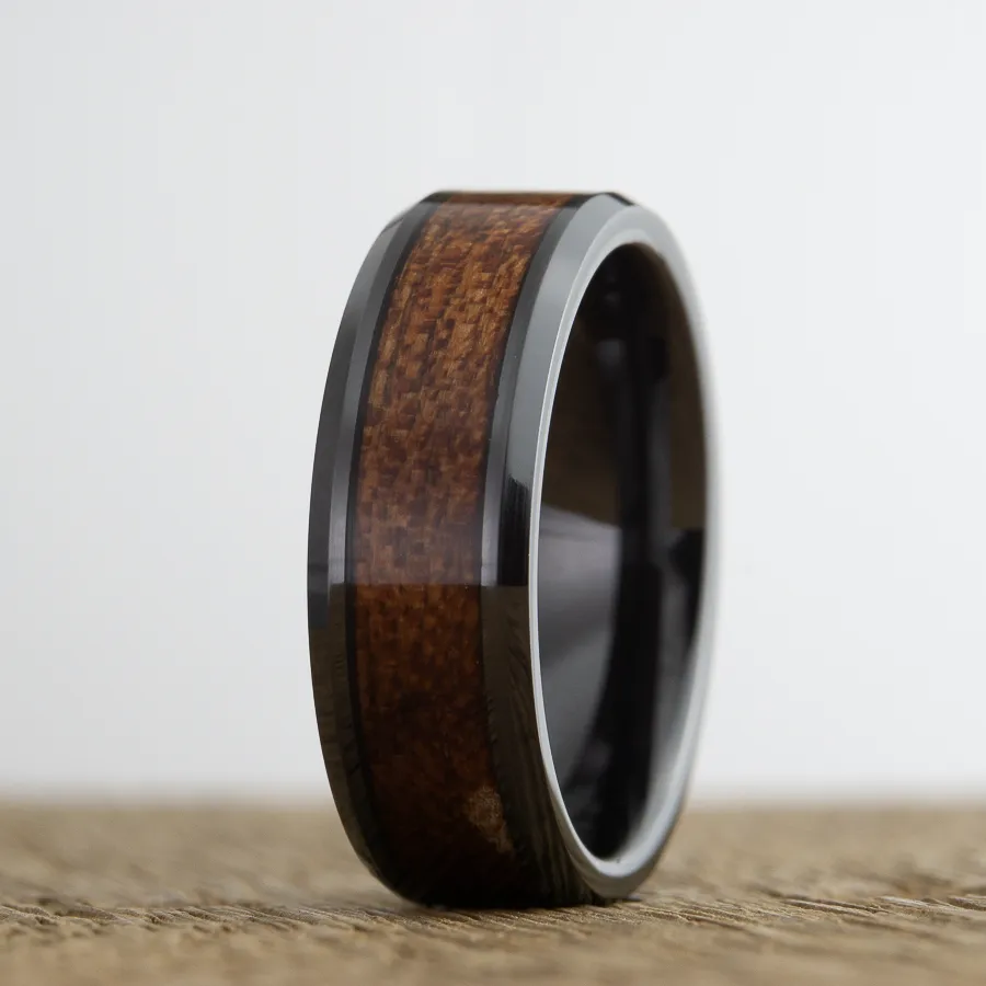 Acacia wood on Black ring