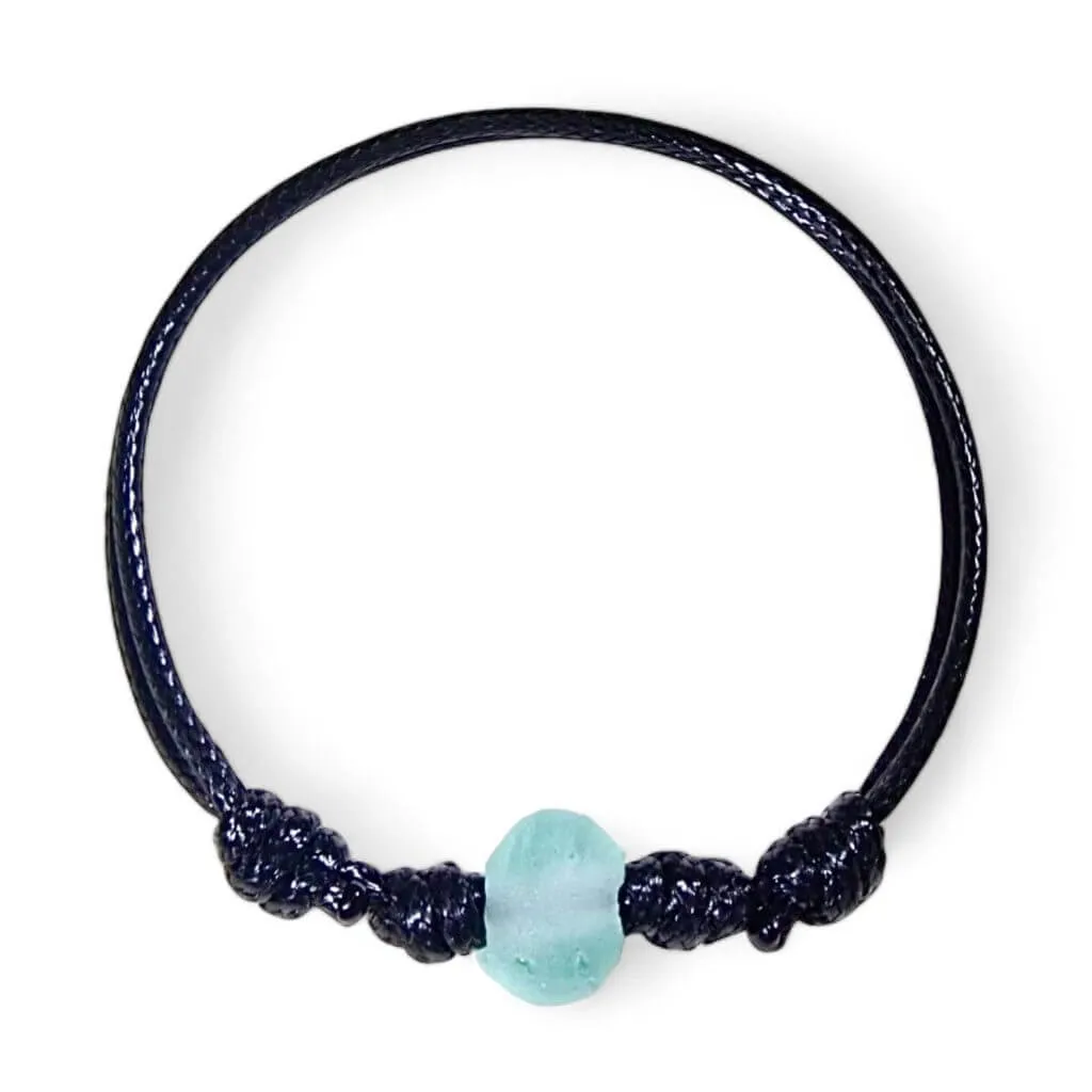 African Glass Seafoam Bead Bracelet