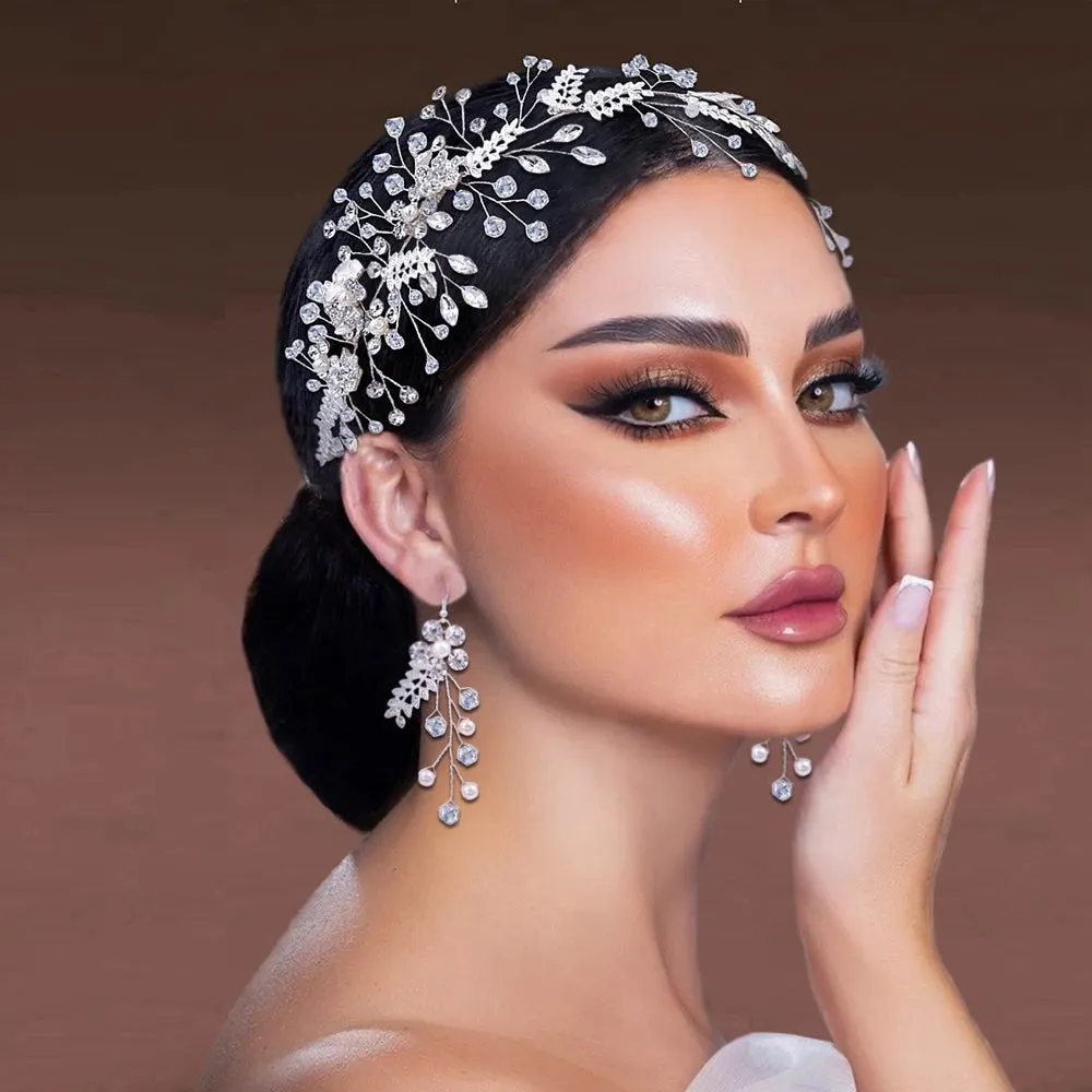 Alloy Leaf Bridal Headband for Elegant Wedding Hair