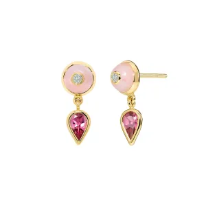 Amazonia Uirapuru Earrings - Pink Opal and Rubellite