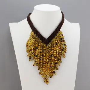 Amber Waterfall Statement Necklace Set