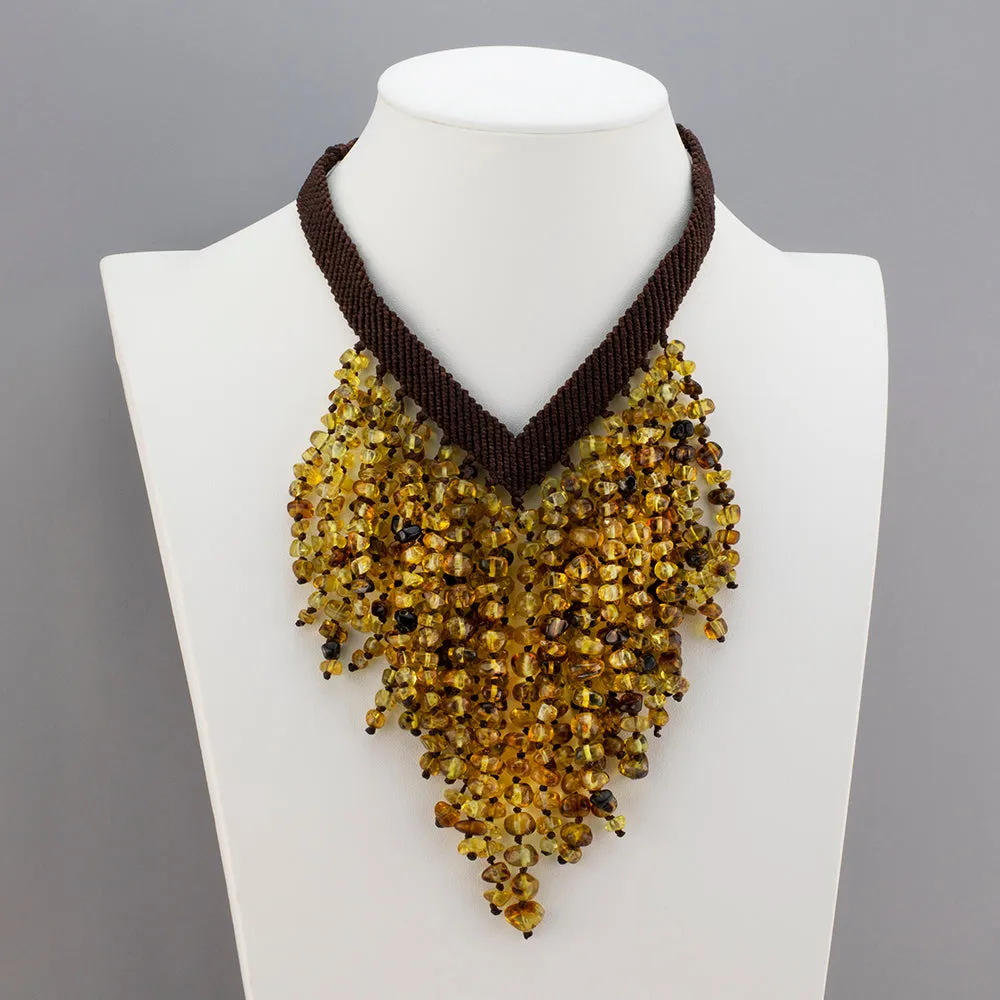 Amber Waterfall Statement Necklace Set