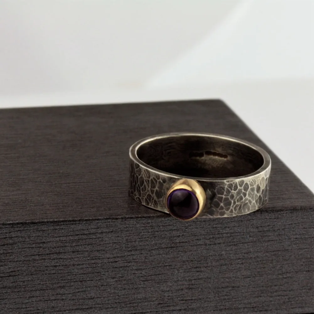 Amethyst Blossom Wide Ring