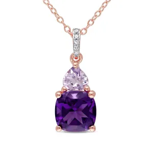 Amethyst, Rose de France Amethyst, and Diamond Pendant