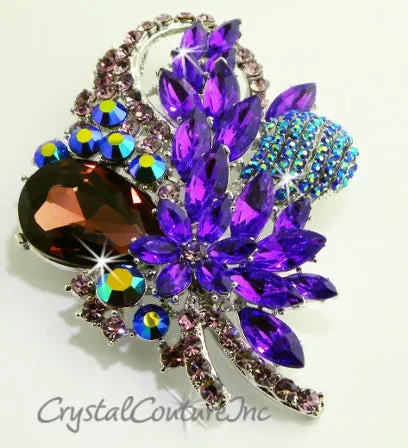 Amethyst/Lt Amethyst/Amethyst AB Rhinestone Brooch 3.5" x 2.5"