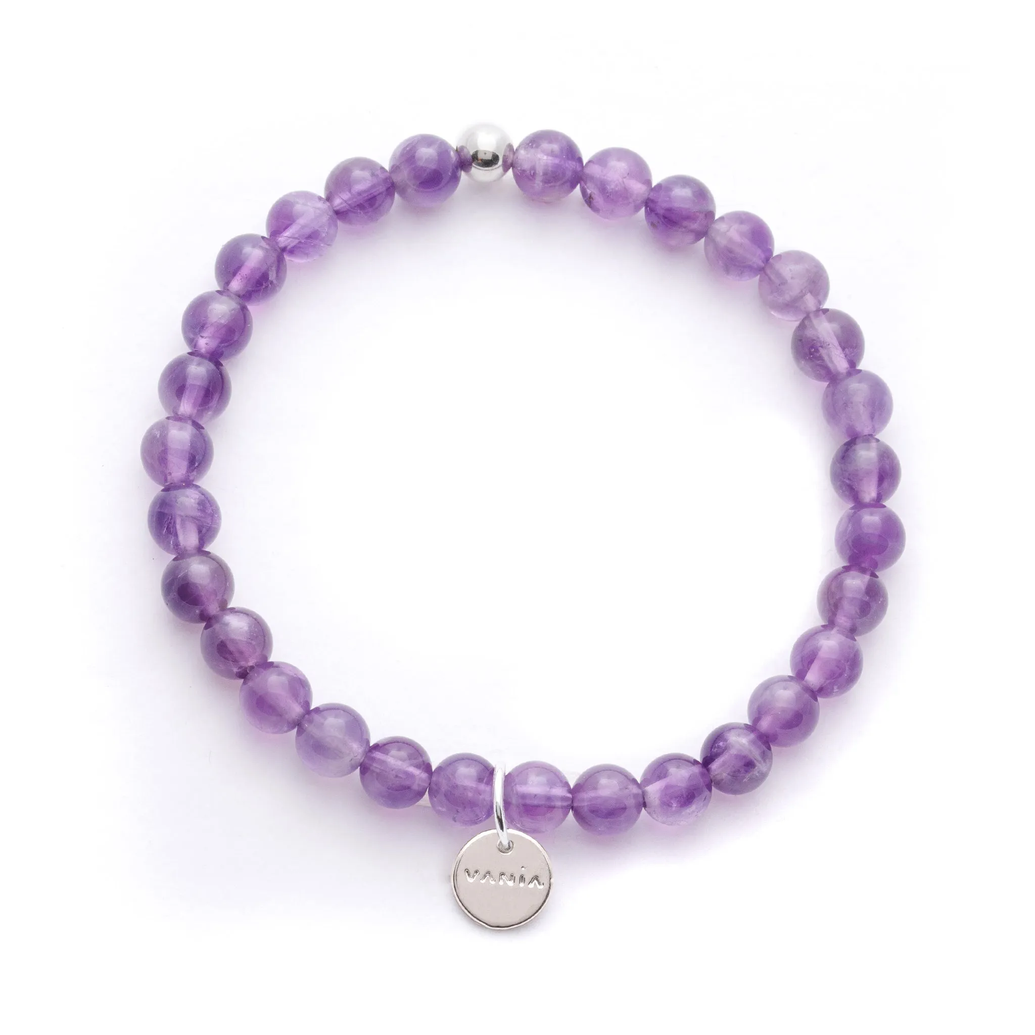 Amuleto Amethyst - 6mm Bracelet - Silver